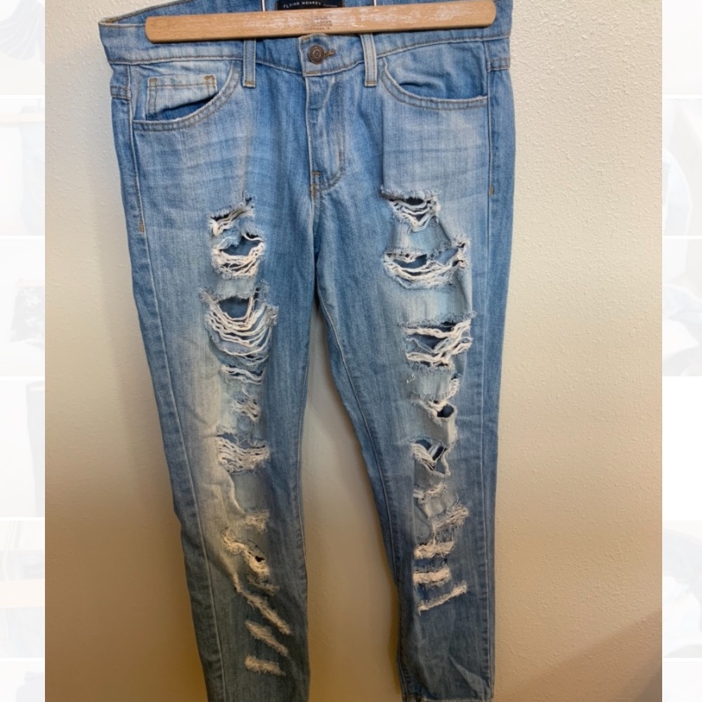 Flying Monkey light washed ripped jeans. Straight leg. Size 26
